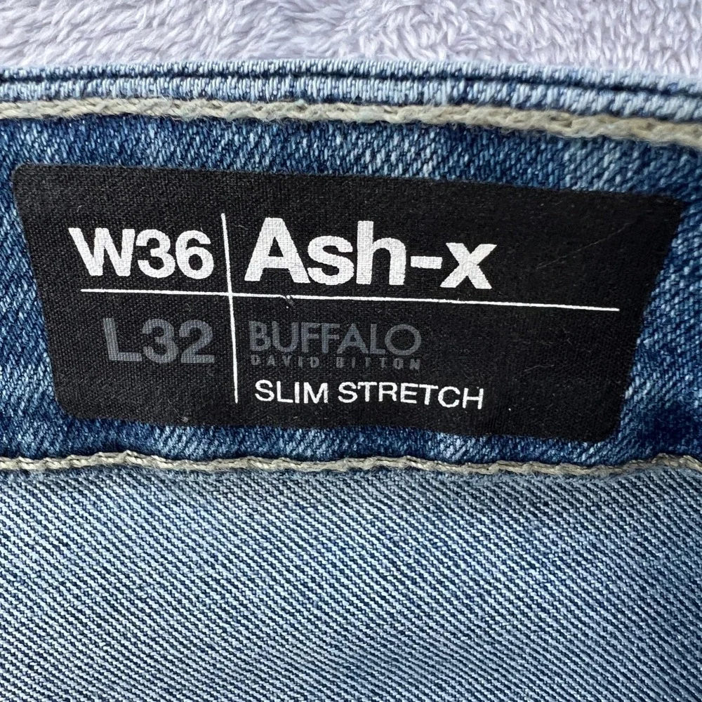 Buffalo David Bitton Slim‎ Stretch Jeans Ash-X Denim Blue Mens W36 L32 Casual